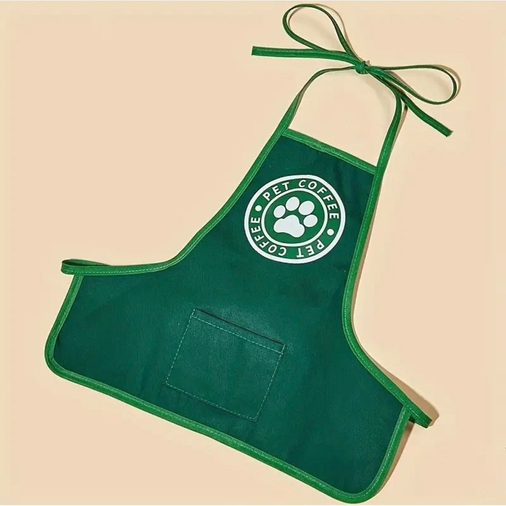 Dog Cat Pet Coffee Apron clothing Costume Green Paw Print Large New - Picture 4 of 8
